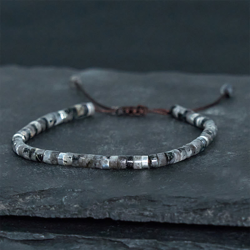 KarmaRipple's Authentic Black Glitter Stone Courage Spacer Bead Bracelet p9