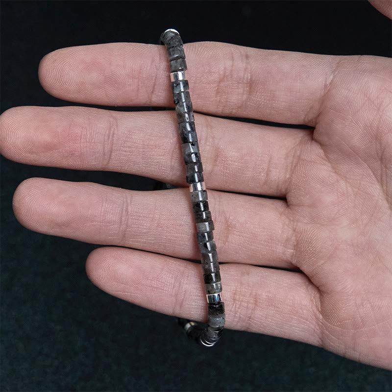 KarmaRipple's Authentic Black Glitter Stone Courage Spacer Bead Bracelet p11