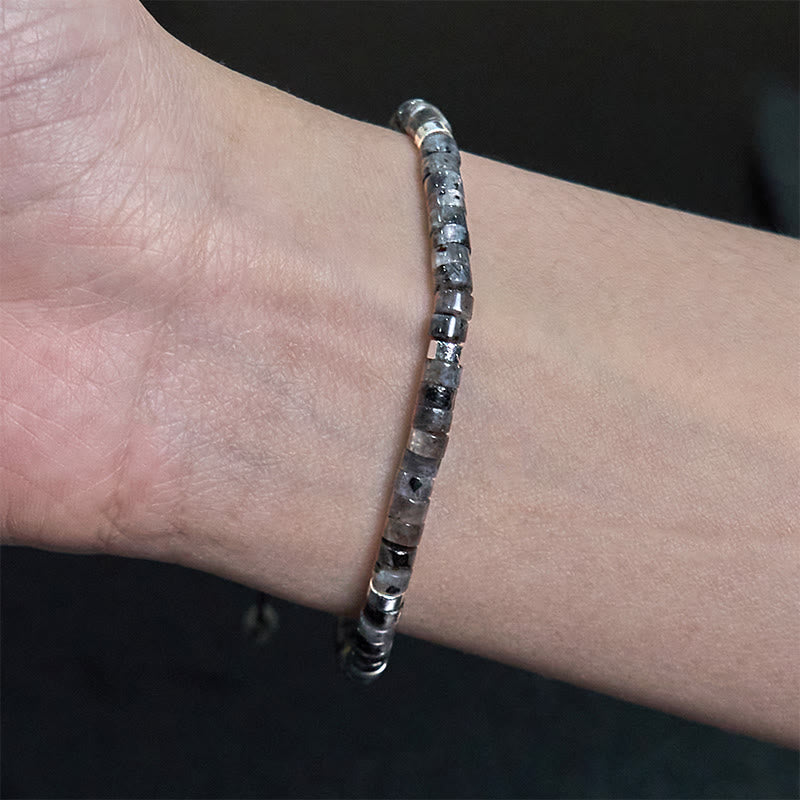 KarmaRipple's Authentic Black Glitter Stone Courage Spacer Bead Bracelet p10