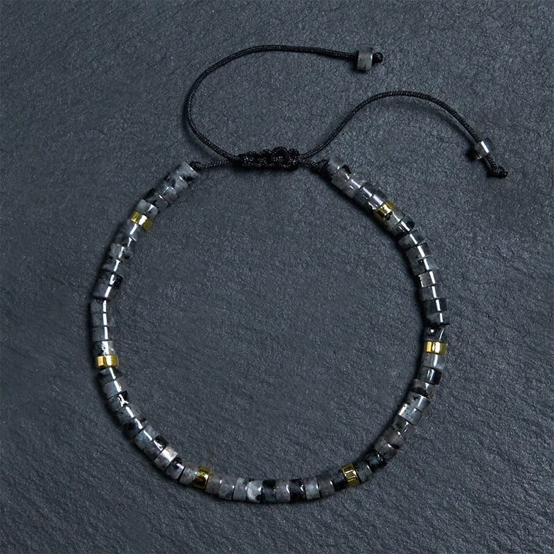 KarmaRipple's Authentic Black Glitter Stone Courage Spacer Bead Bracelet p1