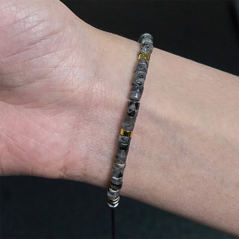 KarmaRipple's Authentic Black Glitter Stone Courage Spacer Bead Bracelet p6