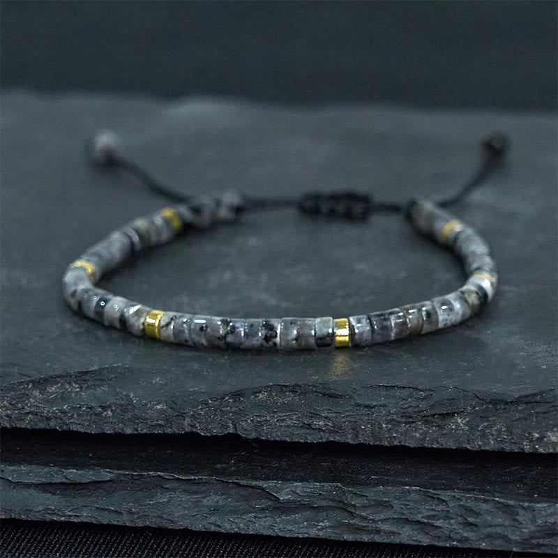 KarmaRipple's Authentic Black Glitter Stone Courage Spacer Bead Bracelet p3