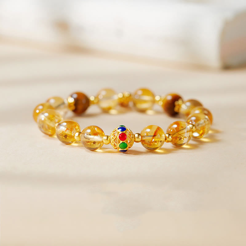 KarmaRipple's 925 Sterling Silver Fu Character Citrine Tiger Eye Protection Bracelet p1