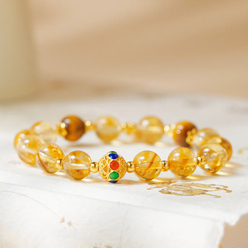 KarmaRipple's 925 Sterling Silver Fu Character Citrine Tiger Eye Protection Bracelet p2