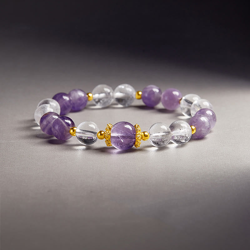KarmaRipple's 925 Sterling Silver Authentic Amethyst Ivory Gemstone Balance Bracelet p1