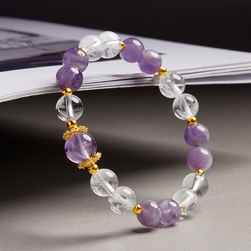 KarmaRipple's 925 Sterling Silver Authentic Amethyst Ivory Gemstone Balance Bracelet p3