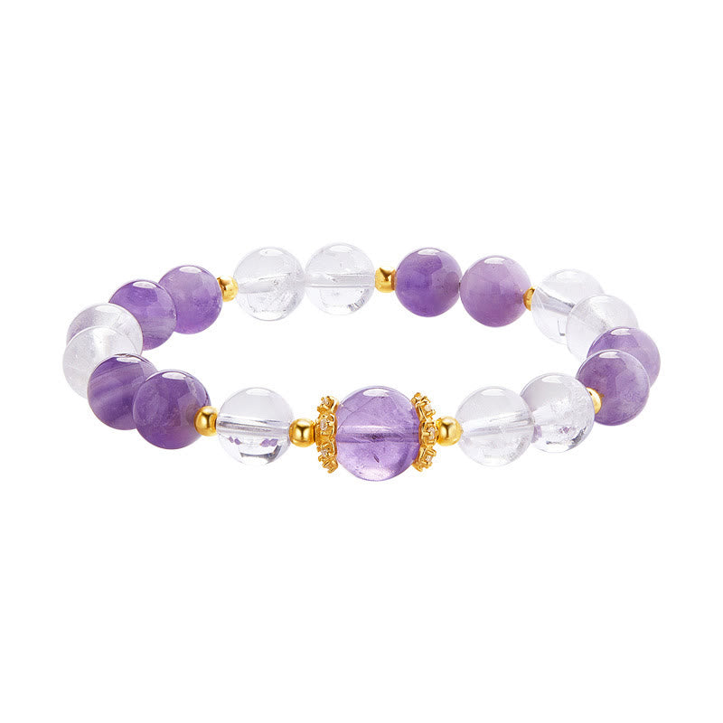 KarmaRipple's 925 Sterling Silver Authentic Amethyst Ivory Gemstone Balance Bracelet p12