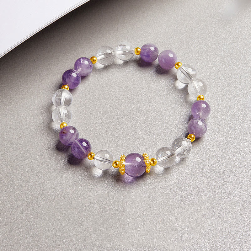 KarmaRipple's 925 Sterling Silver Authentic Amethyst Ivory Gemstone Balance Bracelet p2