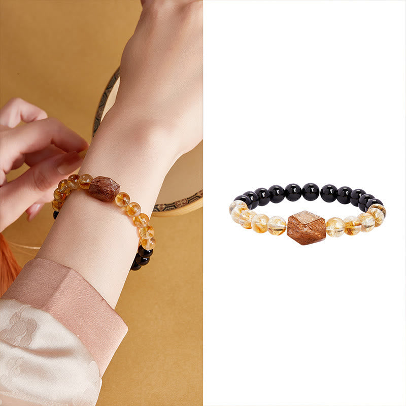 KarmaRipple's Authentic Black Obsidian Citrine Super Seven Gemstone Strength Bracelet p10