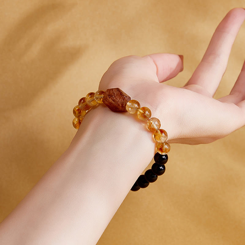 KarmaRipple's Authentic Black Obsidian Citrine Super Seven Gemstone Strength Bracelet p8