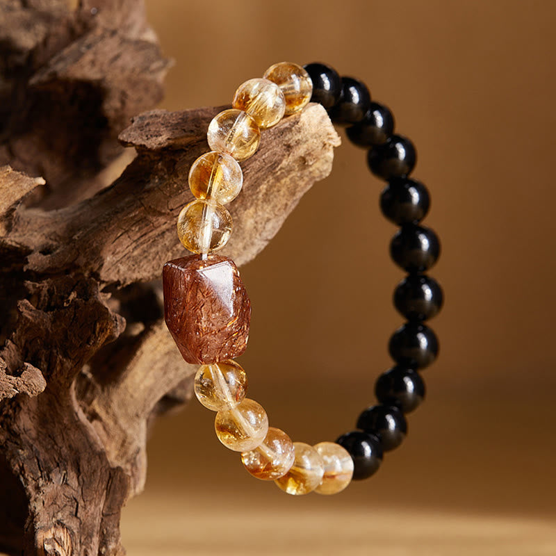 KarmaRipple's Authentic Black Obsidian Citrine Super Seven Gemstone Strength Bracelet p3