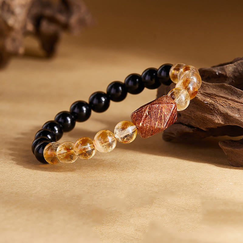KarmaRipple's Authentic Black Obsidian Citrine Super Seven Gemstone Strength Bracelet p2