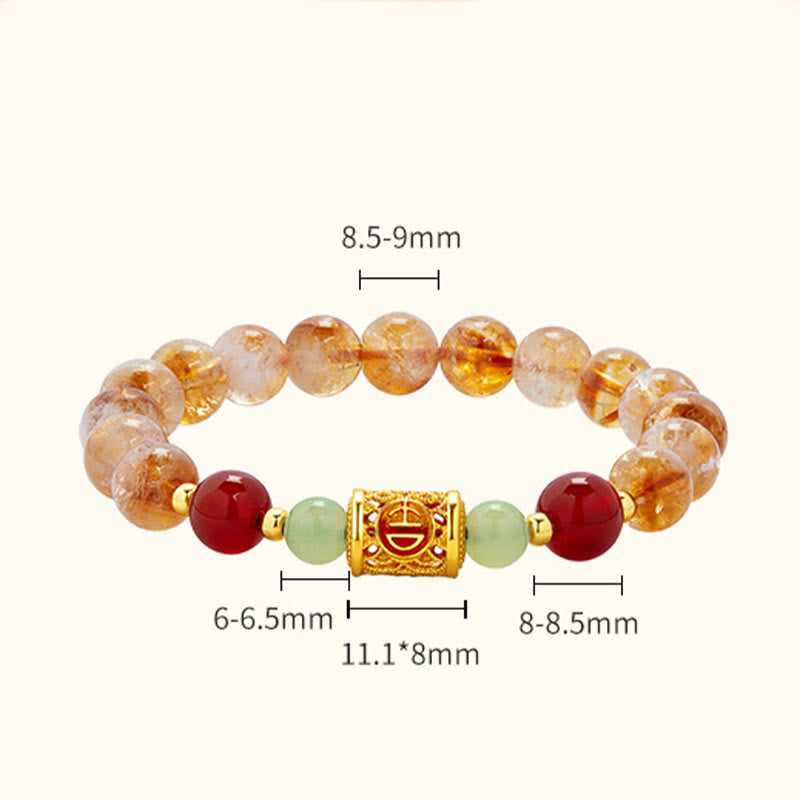 KarmaRipple's 999 Sterling Silver Authentic Citrine Red Agate Hetian Jade Beadwork Protection Bracelet p5