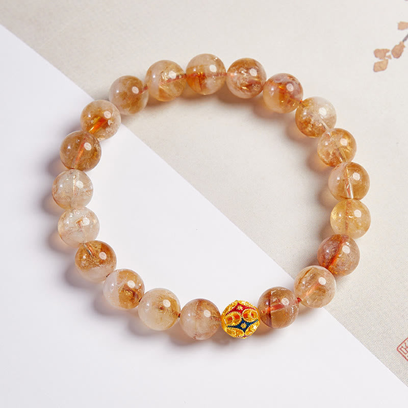 KarmaRipple's 999 Sterling Silver Authentic Citrine Flower Balls Beadwork Protection Bracelet p4