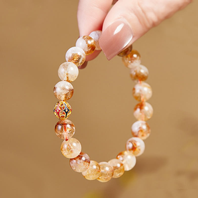 KarmaRipple's 999 Sterling Silver Authentic Citrine Flower Balls Beadwork Protection Bracelet p3