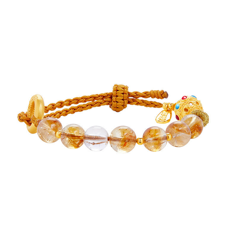 KarmaRipple's 925 Sterling Silver Authentic Citrine Ivory Gemstone Peace Buckle Meaning Fu Character Protection Woven String Bracelet p14