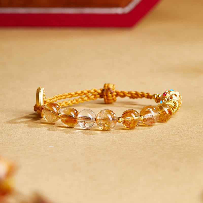 KarmaRipple's 925 Sterling Silver Authentic Citrine Ivory Gemstone Peace Buckle Meaning Fu Character Protection Woven String Bracelet p2