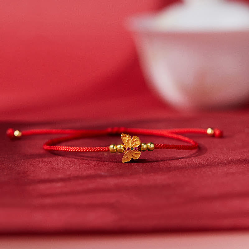 KarmaRipple's 999 Sterling Silver Butterfly Red String Strength Bracelet p1