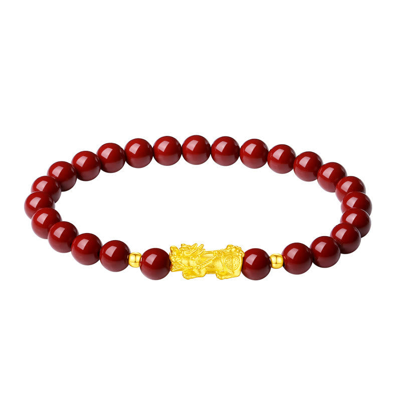 KarmaRipple's 999 Gold 5D Hard Gold Cinnabar PiXiu Calm Bracelet p11