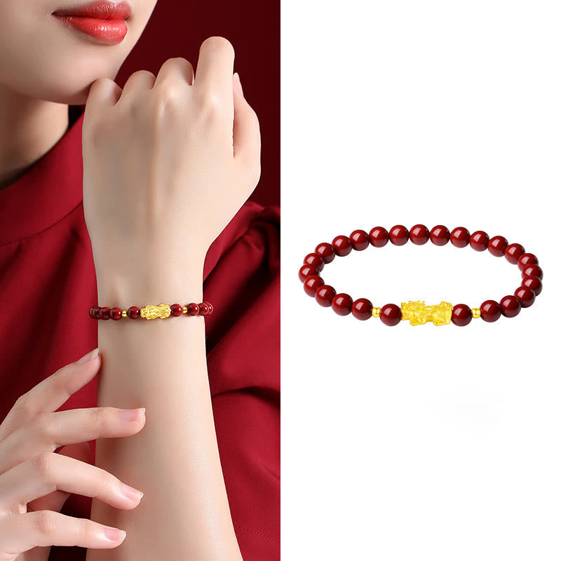 KarmaRipple's 999 Gold 5D Hard Gold Cinnabar PiXiu Calm Bracelet p10