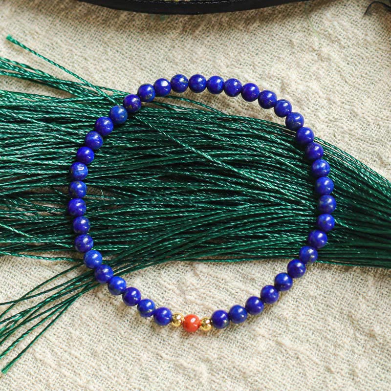 KarmaRipple's Small Lazurite Cinnabar Ultra-thin Beadwork Positive Bracelet p3