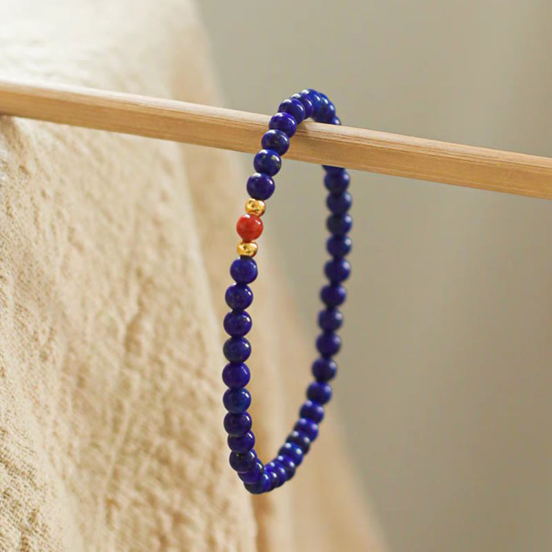 KarmaRipple's Small Lazurite Cinnabar Ultra-thin Beadwork Positive Bracelet p2
