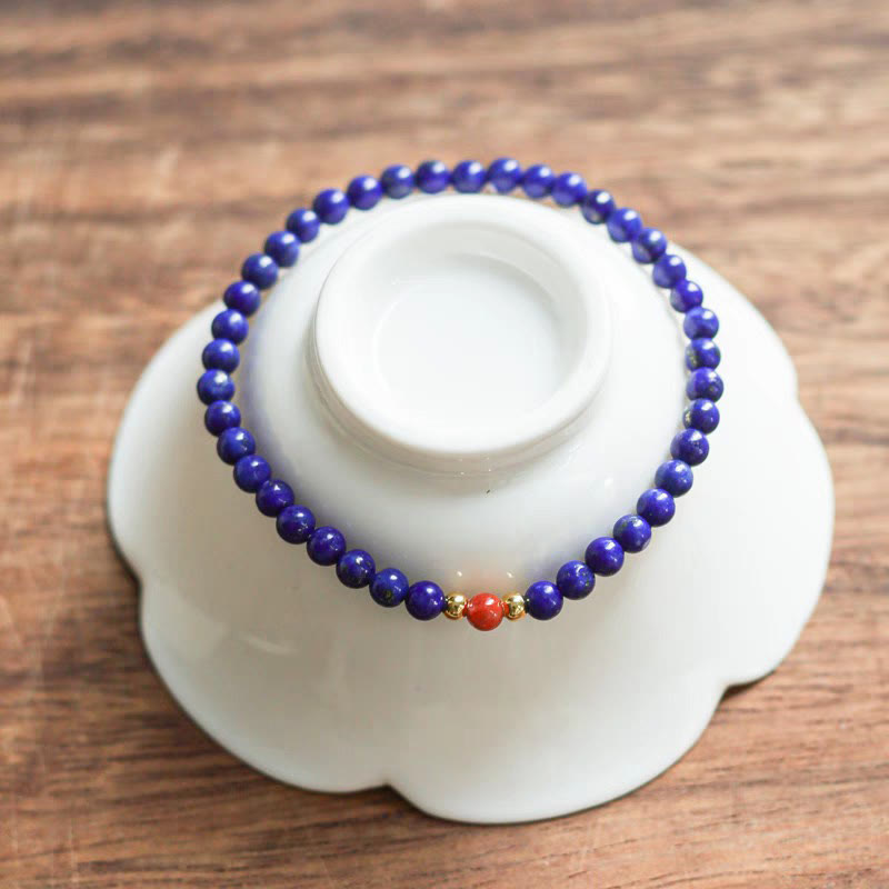 KarmaRipple's Small Lazurite Cinnabar Ultra-thin Beadwork Positive Bracelet p1