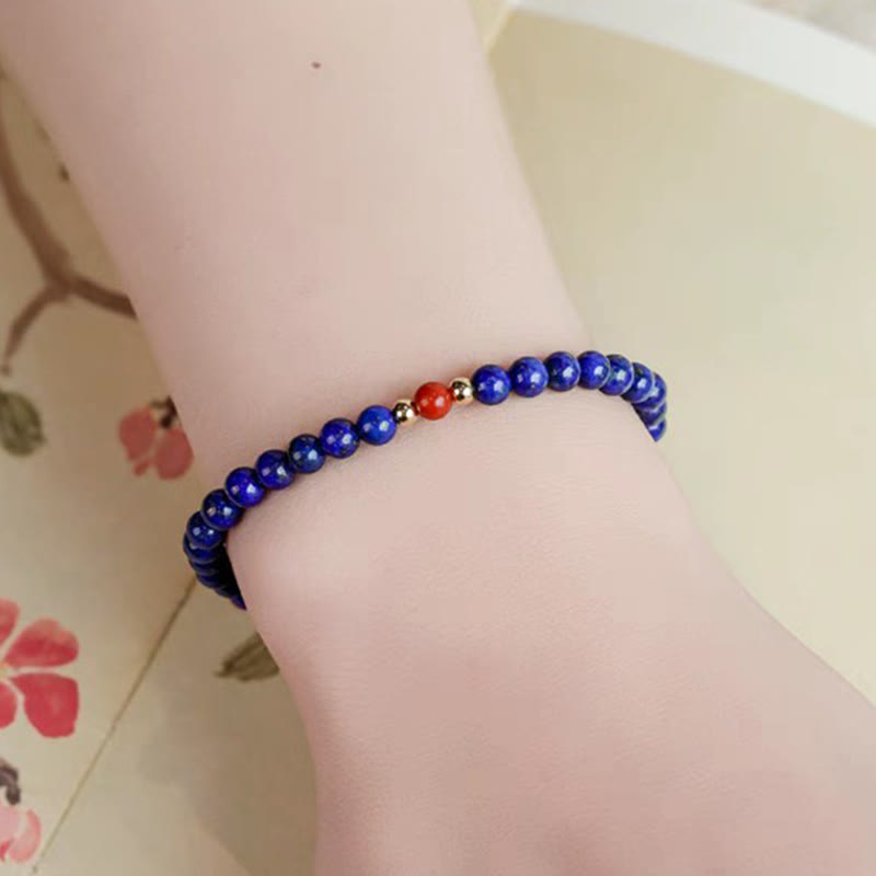 KarmaRipple's Small Lazurite Cinnabar Ultra-thin Beadwork Positive Bracelet p4