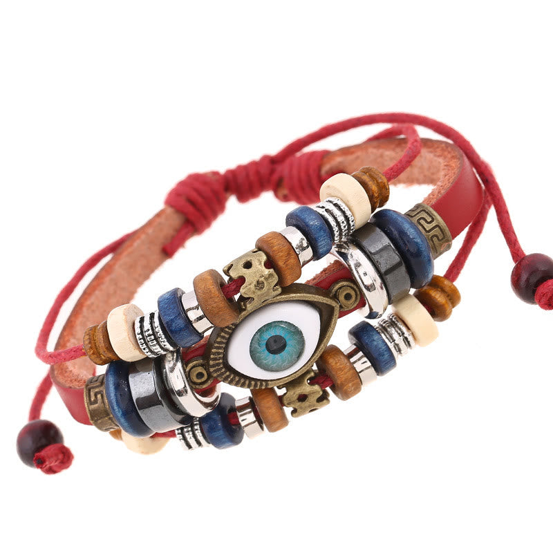 KarmaRipple's Tibetan Evil Eye Leather Adjustable Protection Bracelet p3