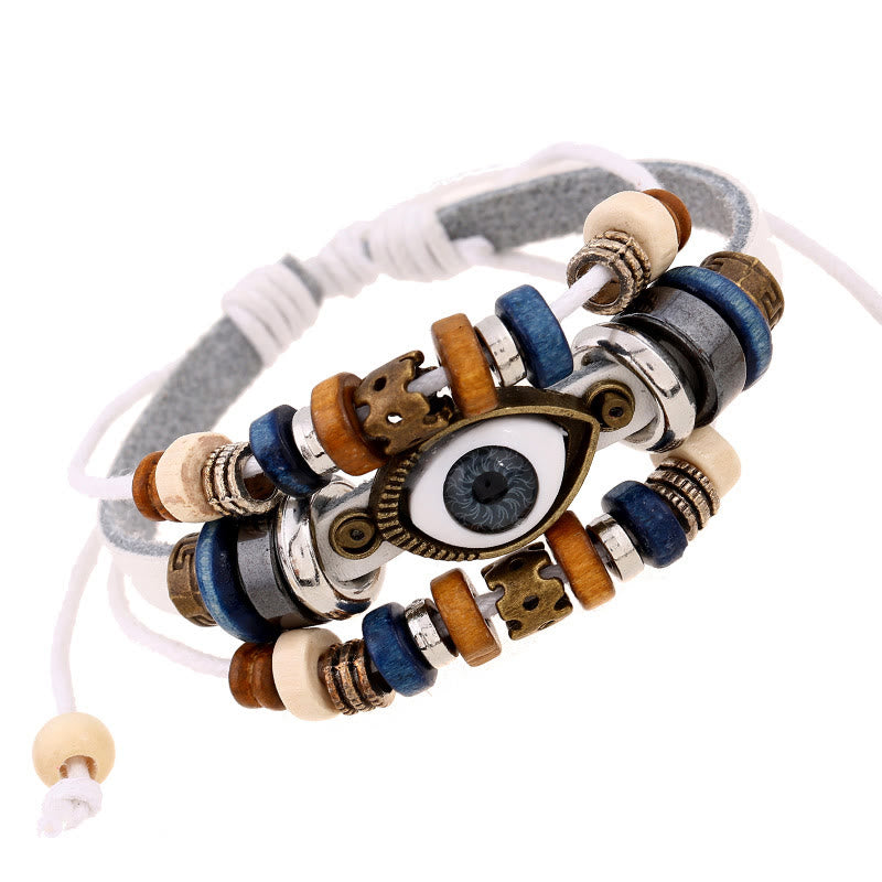 KarmaRipple's Tibetan Evil Eye Leather Adjustable Protection Bracelet p42