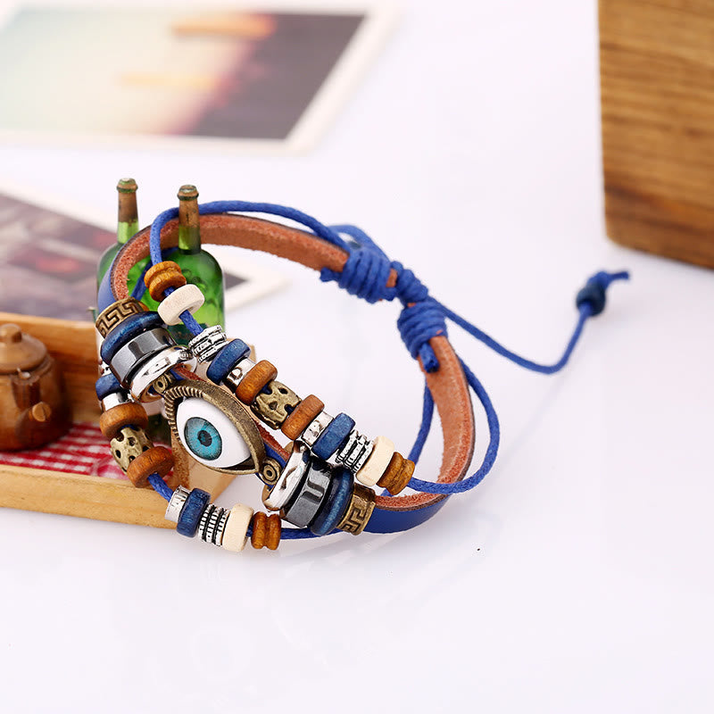 KarmaRipple's Tibetan Evil Eye Leather Adjustable Protection Bracelet p23