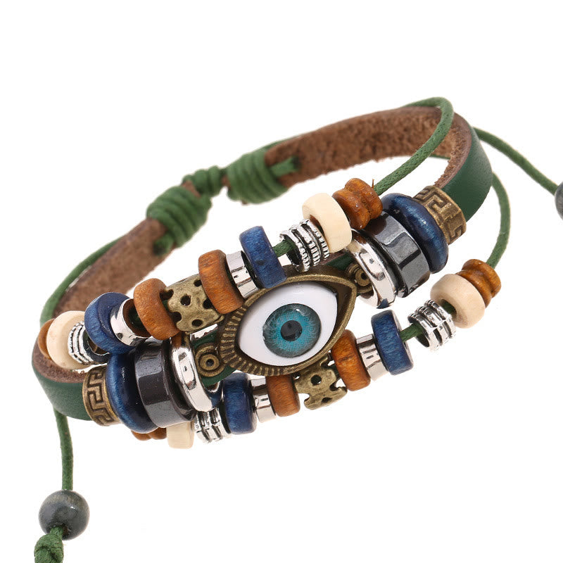 KarmaRipple's Tibetan Evil Eye Leather Adjustable Protection Bracelet p40
