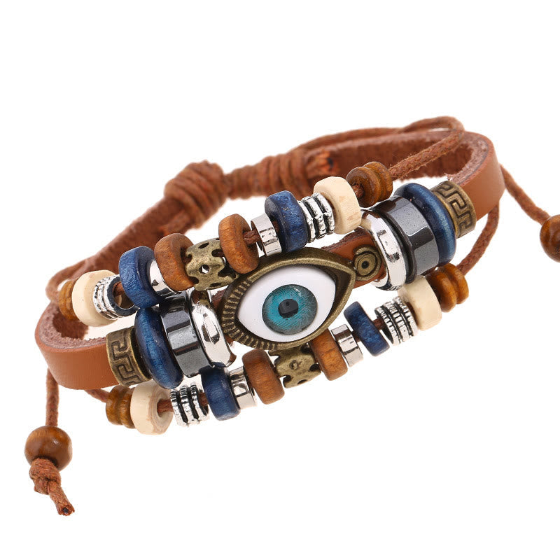 KarmaRipple's Tibetan Evil Eye Leather Adjustable Protection Bracelet p39