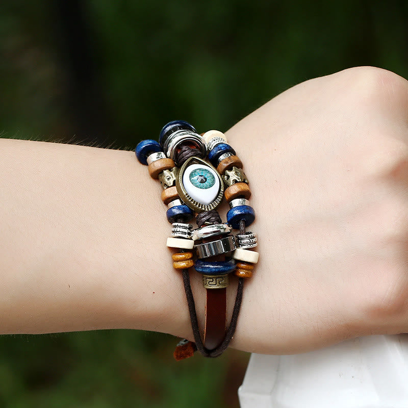 KarmaRipple's Tibetan Evil Eye Leather Adjustable Protection Bracelet p28