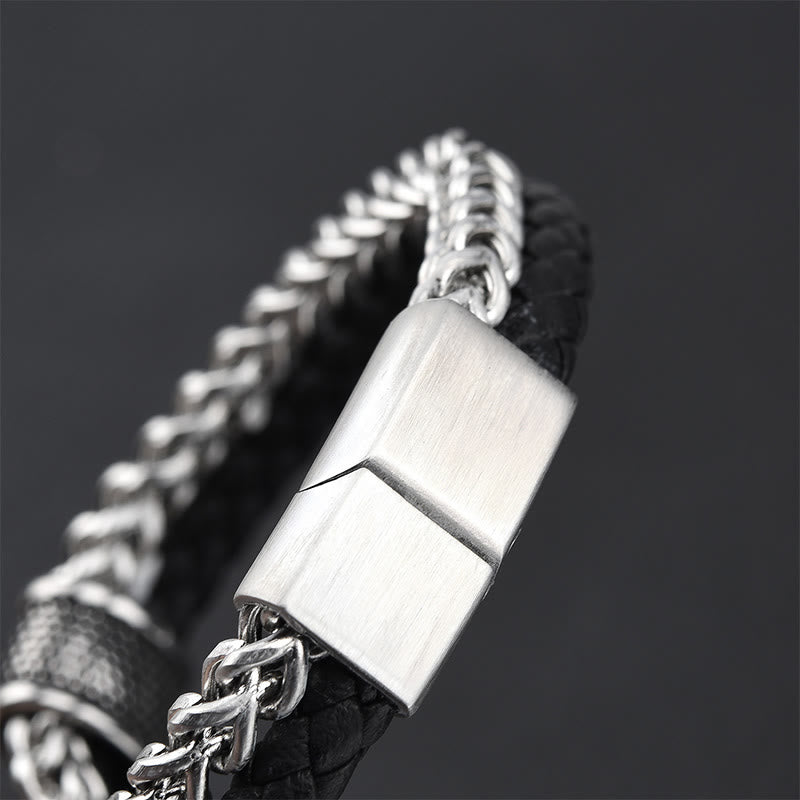KarmaRipple's Leather Double Layer Titanium Steel Balance Magnetic Buckle Bracelet p4
