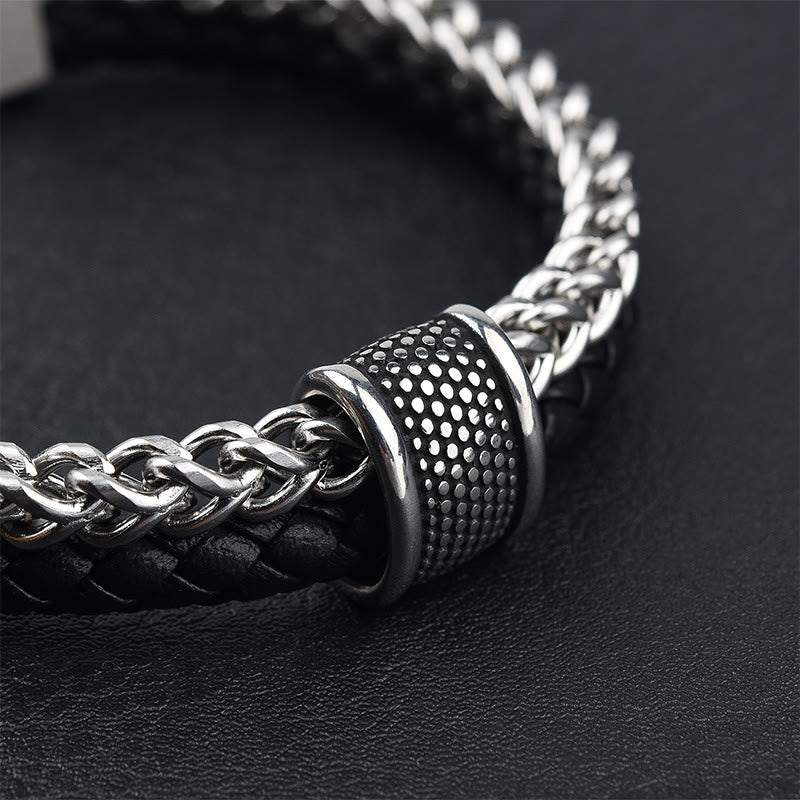 KarmaRipple's Leather Double Layer Titanium Steel Balance Magnetic Buckle Bracelet p5