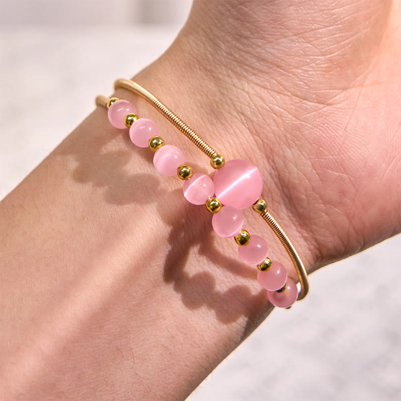 KarmaRipple's 14K Gold Filled Bronze Pink Cat Eye Support Metal Cuff Bracelet Bangle p5