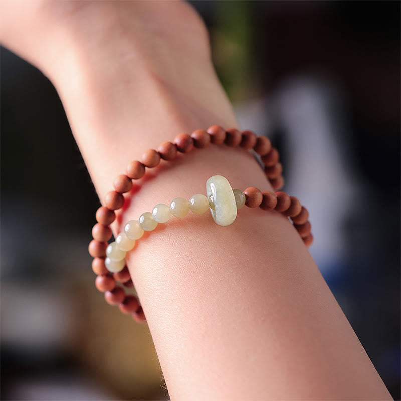 KarmaRipple's Sandalwood Hetian Jade Protection Double Wrap Bracelet p8