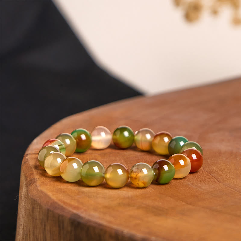 KarmaRipple's Authentic Colorful Peacock Agate Courage Purify Bracelet p1