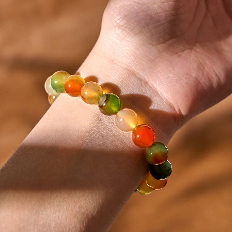 KarmaRipple's Authentic Colorful Peacock Agate Courage Purify Bracelet p5
