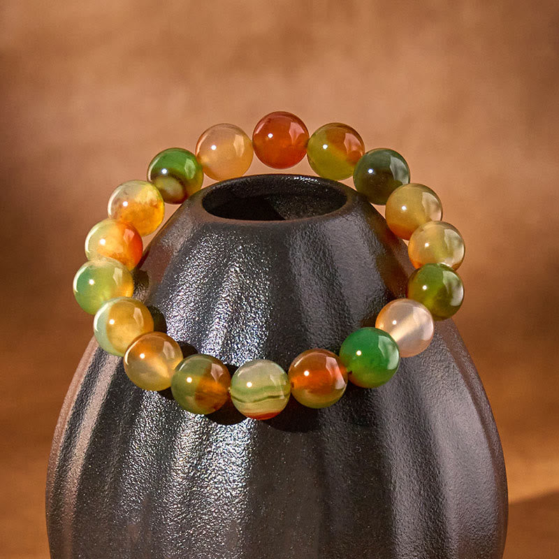 KarmaRipple's Authentic Colorful Peacock Agate Courage Purify Bracelet p4