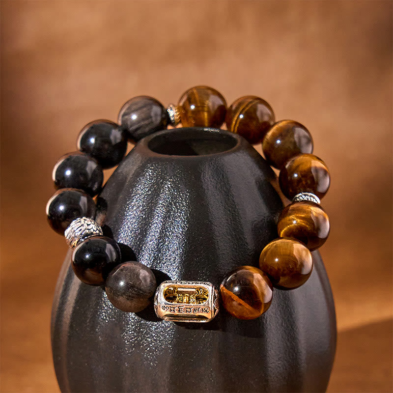 KarmaRipple's Authentic Silver Sheen Obsidian Tiger Eye Vajra Protection Bracelet p3