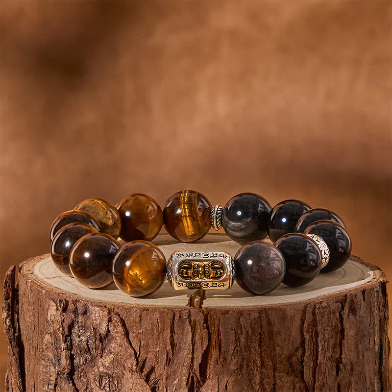 KarmaRipple's Authentic Silver Sheen Obsidian Tiger Eye Vajra Protection Bracelet p4