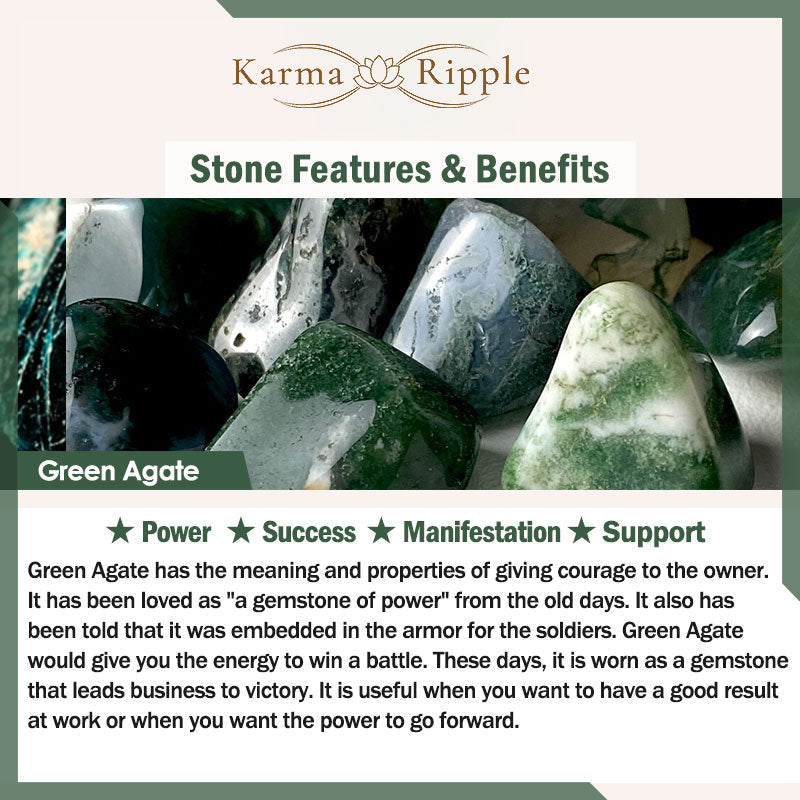 KarmaRipple's Green Aventurine Tiger Eye Green Agate Black Onyx Hematite Stone Fortune Leather Magnetic Buckle Bracelet p25