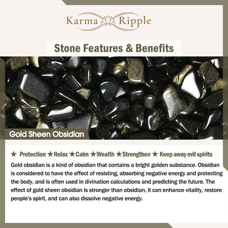 KarmaRipple's Five Elements Various Agate Gemstone Red Agate Gold Sheen Obsidian Yellow Agate Fortune Bracelet p9