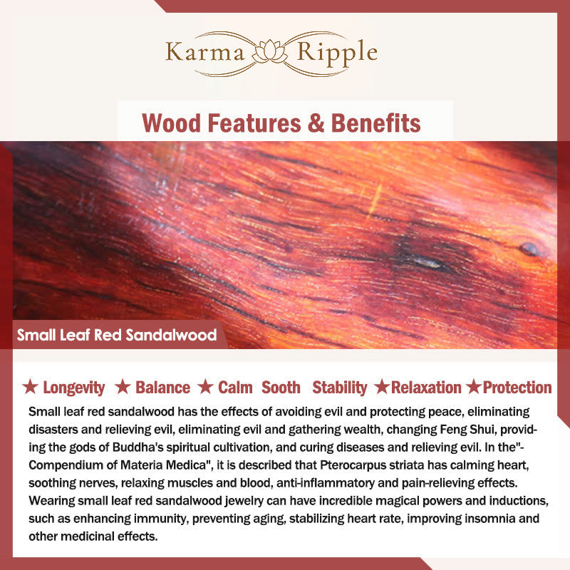 KarmaRipple's Ebony Wood Small Leaf Red Sandalwood Zircon Peace Bracelet p12