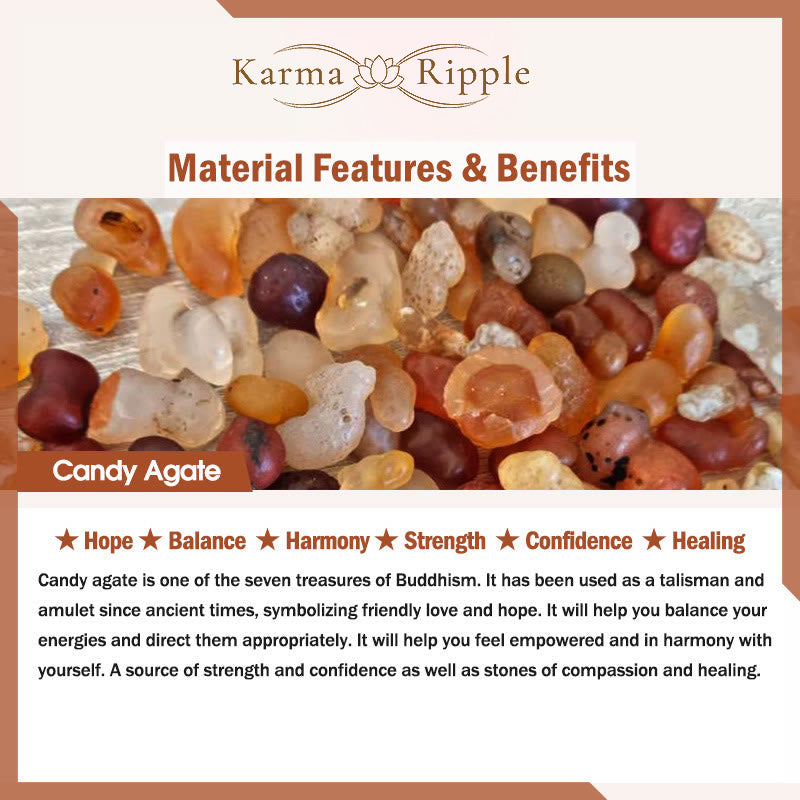 KarmaRipple's Colorful Candy Agate Gold Swallowing Beast Family Peach Balance Talisman Bracelet p7