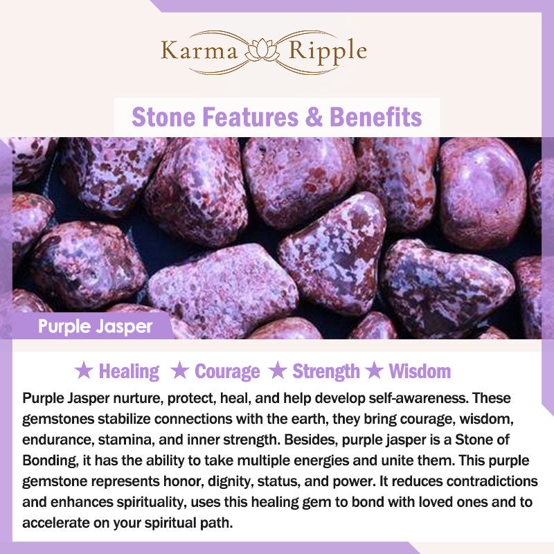KarmaRipple's Purple Jasper Bead Strength Bracelet Mala p11