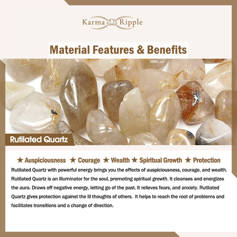 KarmaRipple's Authentic Rutilated Quartz Pearl Attract Fortune Wealth Bracelet p6
