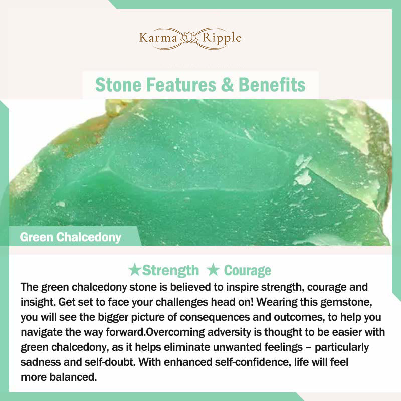 KarmaRipple's 14k Gold Plated Green Chalcedony Maple Leaf Courage Strength Bracelet p13